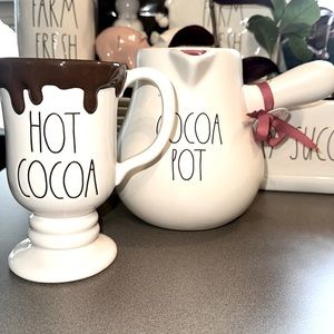 Rae Dunn HOT COCOA mug and COCOA POT.